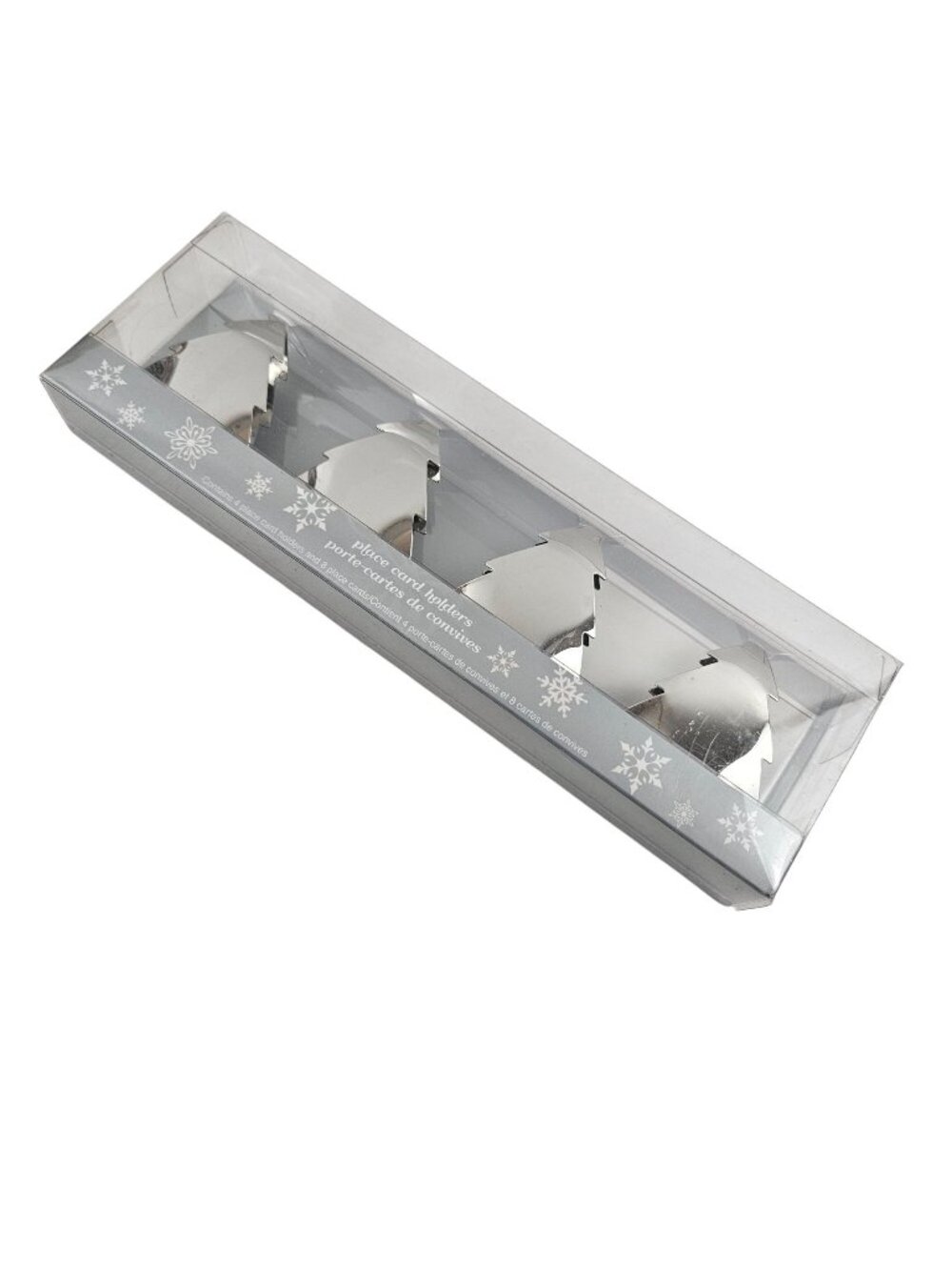 Pier 1 One 4 Placecard Holders 8 Cards Silver Christmas Tree Holiday Table Decor